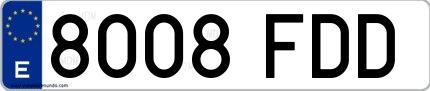 Ejemplo de matrícula española 8008 FDD