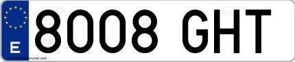 Ejemplo de matrícula española 8008 GHT