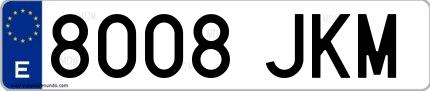 Ejemplo de matrícula española 8008 JKM