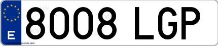 Ejemplo de matrícula española 8008 LGP