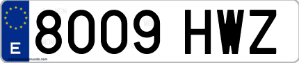 Ejemplo de matrícula de coche ordinaria 8009 HWZ