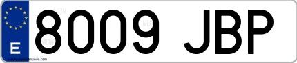 Ejemplo de matrícula española 8009 JBP