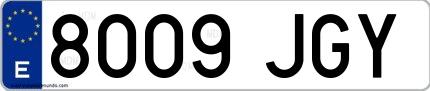 Ejemplo de matrícula española 8009 JGY