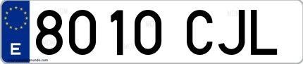 Ejemplo de matrícula española 8010 CJL