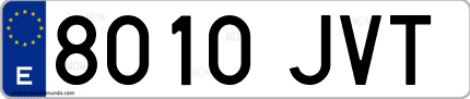 Ejemplo de matrícula de coche ordinaria 8010 JVT
