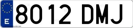 Ejemplo de matrícula española 8012 DMJ
