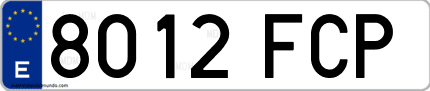 Ejemplo de matrícula de coche ordinaria 8012 FCP