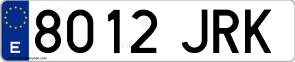 Ejemplo de matrícula de coche ordinaria 8012 JRK