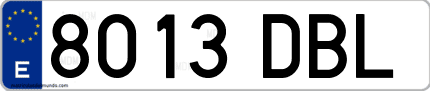 Ejemplo de matrícula de coche ordinaria 8013 DBL