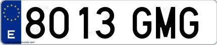 Ejemplo de matrícula española 8013 GMG