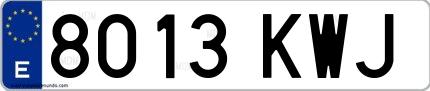Ejemplo de matrícula española 8013 KWJ
