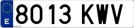 Ejemplo de matrícula española 8013 KWV