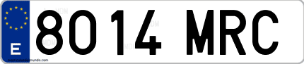 Ejemplo de matrícula de coche ordinaria 8014 MRC