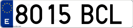 Ejemplo de matrícula de coche ordinaria 8015 BCL