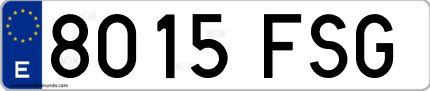 Ejemplo de matrícula de coche ordinaria 8015 FSG