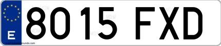 Ejemplo de matrícula española 8015 FXD