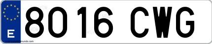 Ejemplo de matrícula española 8016 CWG