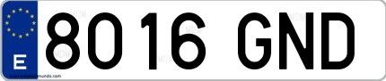 Ejemplo de matrícula española 8016 GND