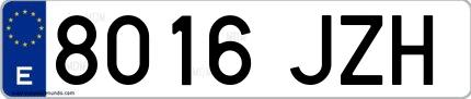 Ejemplo de matrícula española 8016 JZH