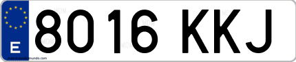 Ejemplo de matrícula de coche ordinaria 8016 KKJ