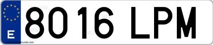 Ejemplo de matrícula española 8016 LPM