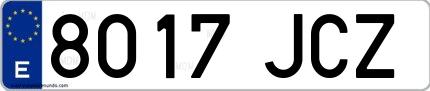 Ejemplo de matrícula española 8017 JCZ