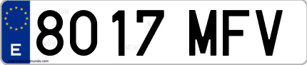 Ejemplo de matrícula de coche ordinaria 8017 MFV