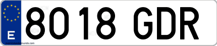 Ejemplo de matrícula de coche ordinaria 8018 GDR