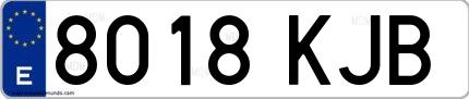 Ejemplo de matrícula española 8018 KJB