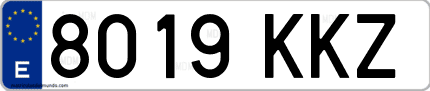 Ejemplo de matrícula de coche ordinaria 8019 KKZ