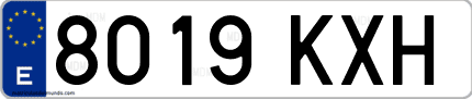 Ejemplo de matrícula de coche ordinaria 8019 KXH