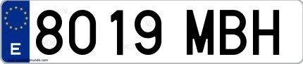 Ejemplo de matrícula española 8019 MBH