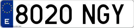 Ejemplo de matrícula de coche ordinaria 8020 NGY