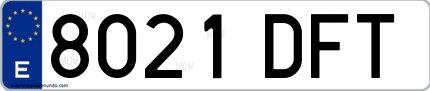 Ejemplo de matrícula española 8021 DFT