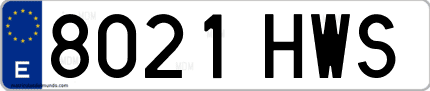 Ejemplo de matrícula de coche ordinaria 8021 HWS