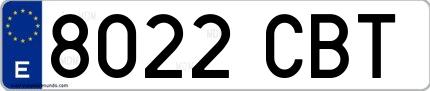 Ejemplo de matrícula española 8022 CBT