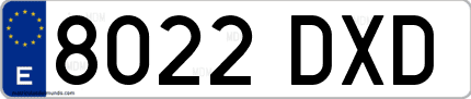 Ejemplo de matrícula de coche ordinaria 8022 DXD