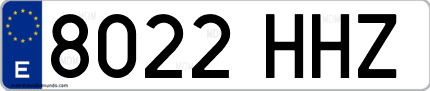 Ejemplo de matrícula de coche ordinaria 8022 HHZ