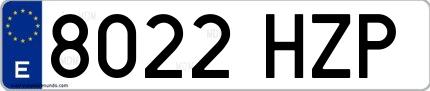 Ejemplo de matrícula española 8022 HZP