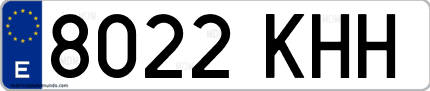 Ejemplo de matrícula de coche ordinaria 8022 KHH