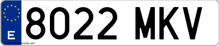 Ejemplo de matrícula de coche ordinaria 8022 MKV