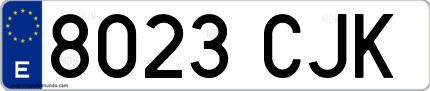 Ejemplo de matrícula de coche ordinaria 8023 CJK