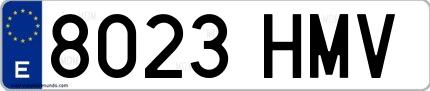 Ejemplo de matrícula española 8023 HMV