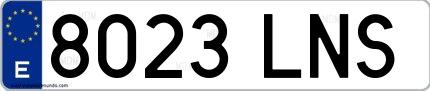 Ejemplo de matrícula española 8023 LNS