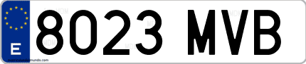 Ejemplo de matrícula de coche ordinaria 8023 MVB
