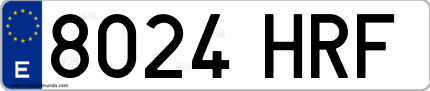 Ejemplo de matrícula de coche ordinaria 8024 HRF