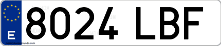 Ejemplo de matrícula de coche ordinaria 8024 LBF