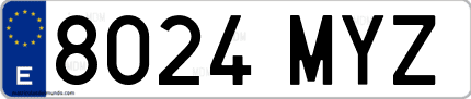 Ejemplo de matrícula de coche ordinaria 8024 MYZ
