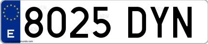 Ejemplo de matrícula española 8025 DYN