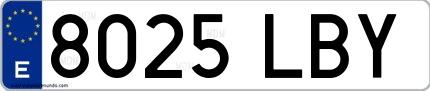 Ejemplo de matrícula española 8025 LBY